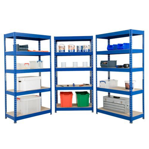 3 Bay Offer - Budget Shelving Blue - 1720h 900w with 5 Shelves