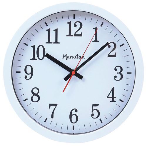 Large 36cm Quartz Wall Clock - Black Grey Or White - Manutan Expert