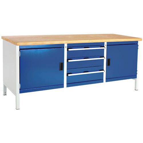 Bott Cubio Heavy Duty Sturdy Workbench - 3 Drawers & 2 Cupboards