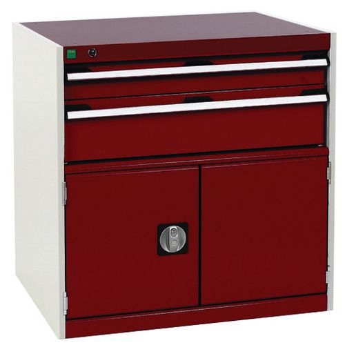 Bott Cubio Combi Cabinet Perfo Doors 1 Shelf And 2 Drawers WxD 800x650