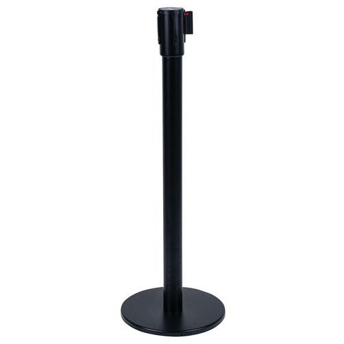 Indoor Black Crowd Control Posts - 5m Coloured Belt - Manutan UK