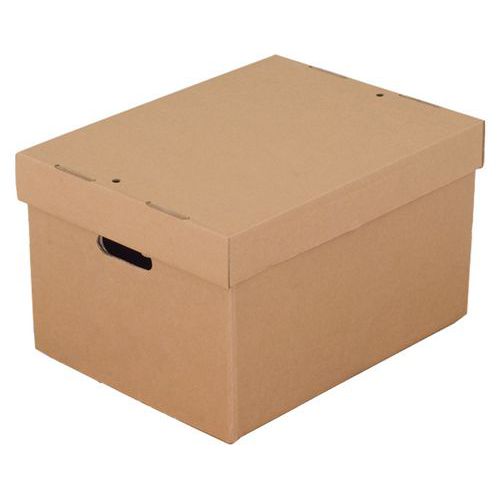 Document Storage Box Brown Plain including Lid