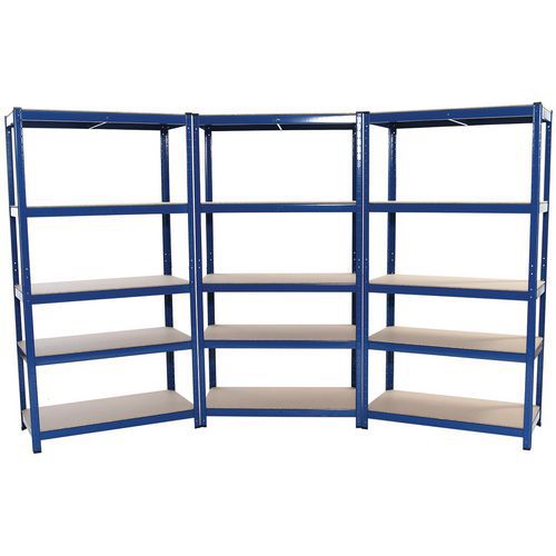 3 Bay Offer - Budget Shelving - Blue - 1720h 900w with 5 Shelves