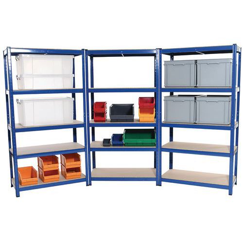 3 Bay Offer - Budget Shelving - Blue - 1720h 900w with 5 Shelves