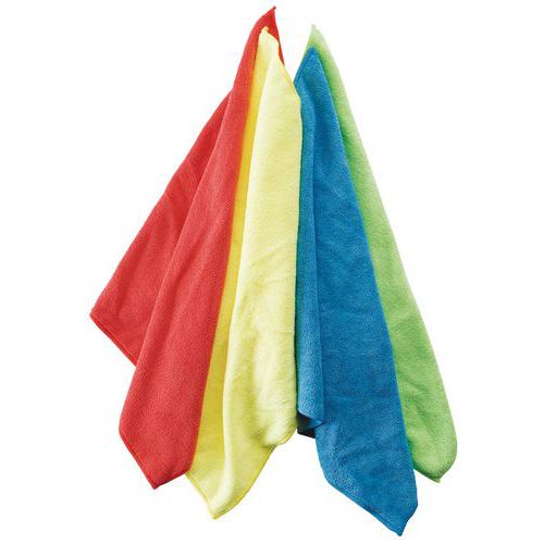 Colourful Microfiber Cleaning Cloths - Pack Of 5 - 400x400mm - Manutan Expert