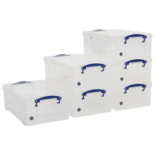 12L Really Useful Storage Boxes - Pack of 6 - Transparent Plastic