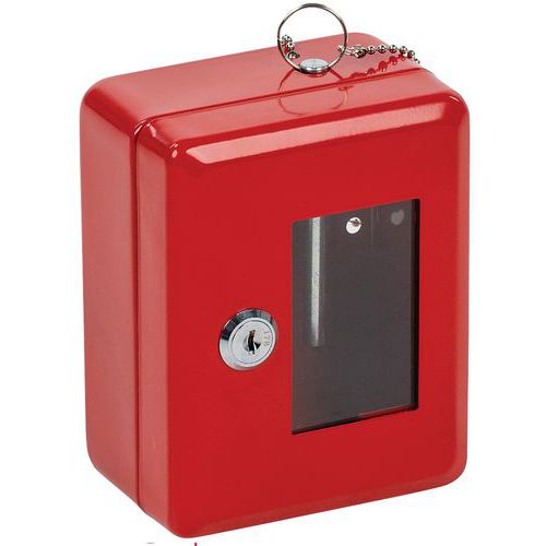 Emergency Key Box With Glass Panel & Hammer - Red - Manutan UK