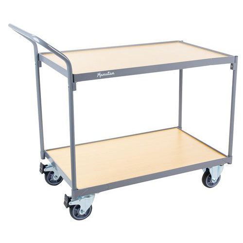 Wooden Shelf Trolley - 2 Shelves - 250kg Load - Heavy Duty - Manutan Expert