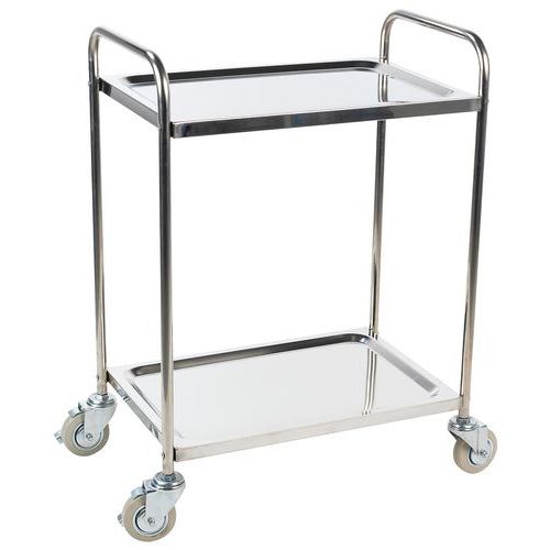 Medical Stainless Steel Trolley - 2 Shelves - 100kg Capacity - Manutan