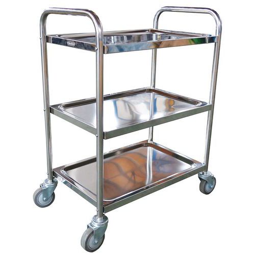 Medical Stainless Steel Trolley - 3 Shelves - 100kg Capacity - Manutan Medical Stainless Steel Trolley - 3 Shelves - 100kg Capacity - Manutan