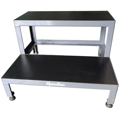 Steel Step Stool - 2 Wide Steps - Black Anti-slip Mat - Manutan UK