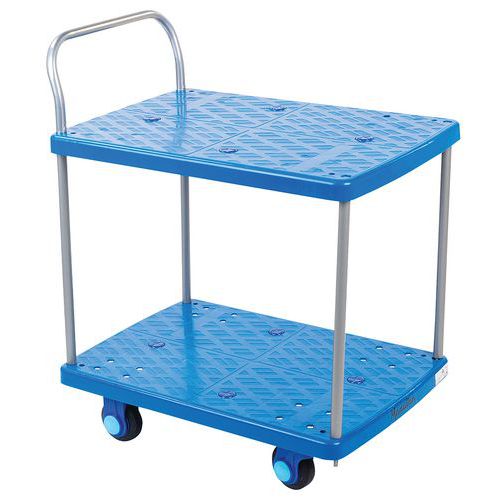 Two Shelf Plastic Trolley - Two Tiers - 150kg Capacity - Manutan Expert