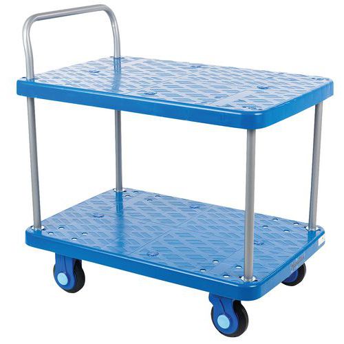 Two Shelf Plastic Trolley - Two Tiers - 300kg Capacity - Manutan Expert