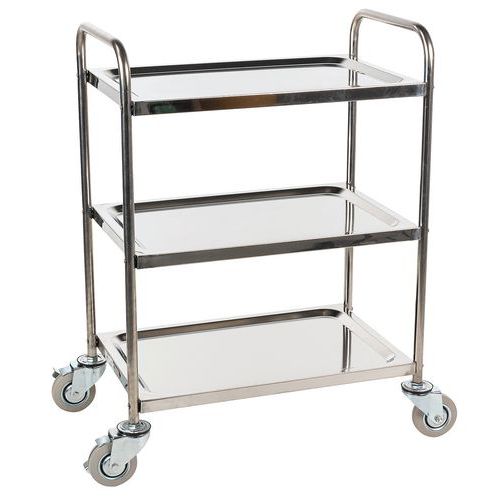 Medical Stainless Steel Trolley - 3 Shelves - 100kg Capacity - Manutan Expert