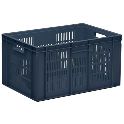 Euro Stacking Container - Ventilated Sides & Solid Base - Manutan UK