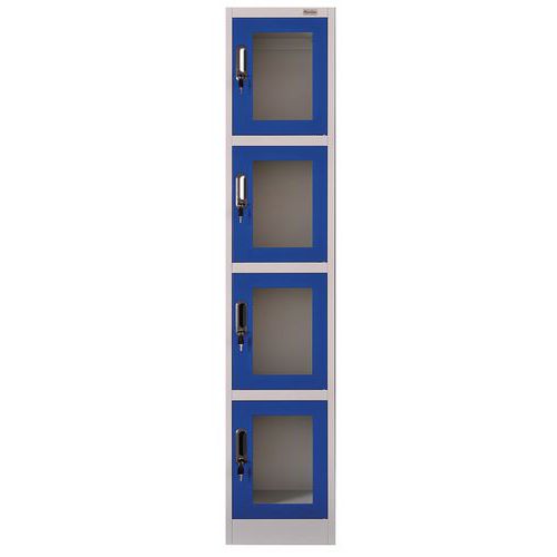 Clear Door Metal Locker - 4 Compartments - Manutan UK