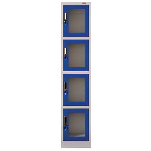 Clear Door Metal Locker - 4 Compartments - Manutan UK Clear Door Metal Locker - 4 Compartments - Manutan UK