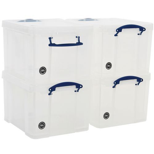 35 L Clear Really Useful Box Pack of 4