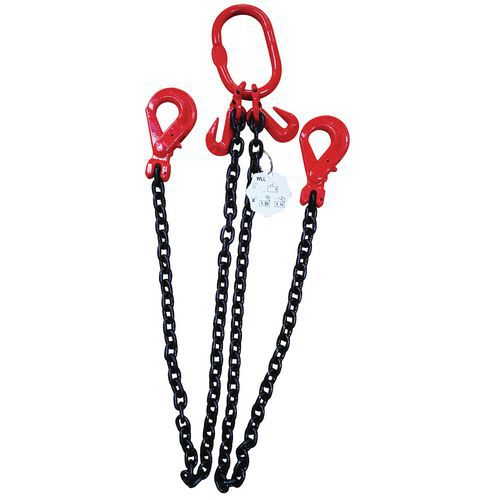 Chain Lifting Slings With Safety Hooks - 1600kg Load - 2 Leg - Manutan Expert