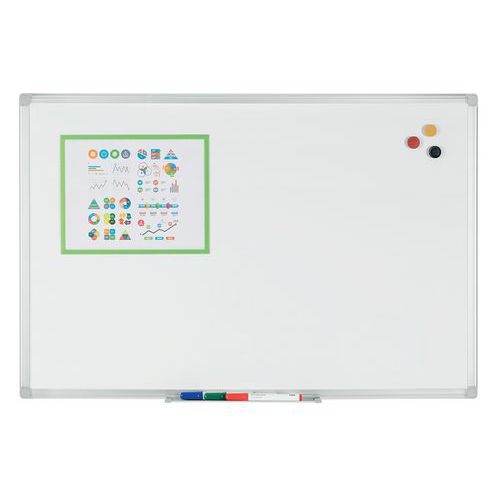 Magnetic Wall Whiteboard - Erasable Lacquered Surface - Manutan Expert