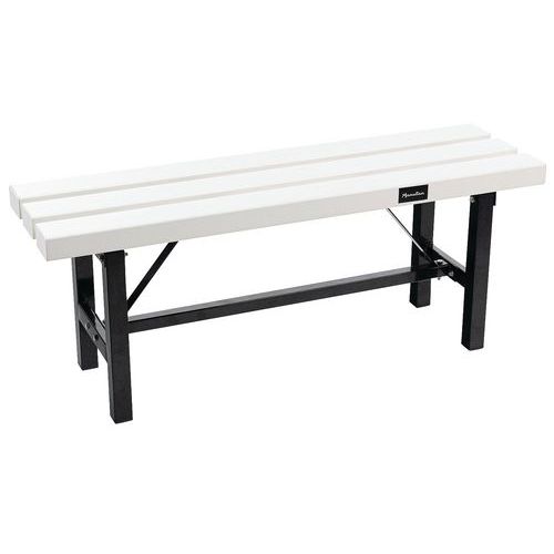 Changing Room Bench - White PVC Slats - School/Gym - Manutan Expert