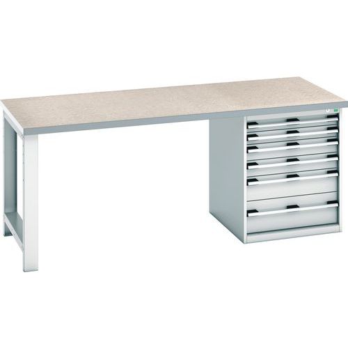 Bott Cubio Heavy Duty Workbench With Lino Worktop & Drawers HxWxD 840x2000x900mm