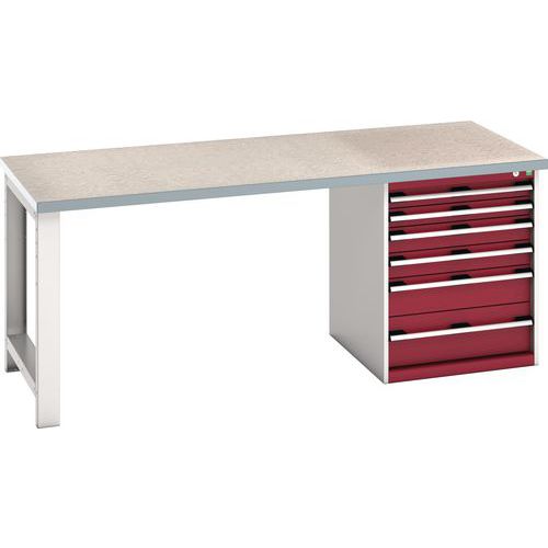 Bott Cubio Heavy Duty Workbench With Lino Worktop & Drawers HxWxD 840x2000x900mm