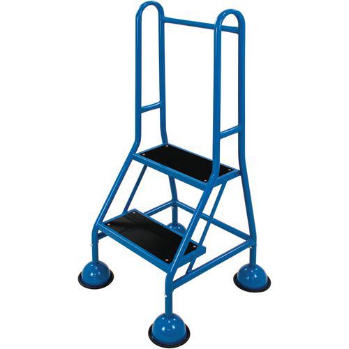 Mobile Warehouse Step Ladders With Guardrail And Ribbed Rubber Steps