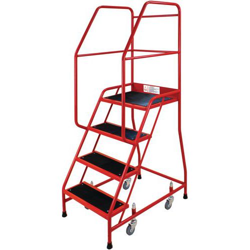 Industrial Step Ladders With Guardrails And Ribbed Rubber Steps