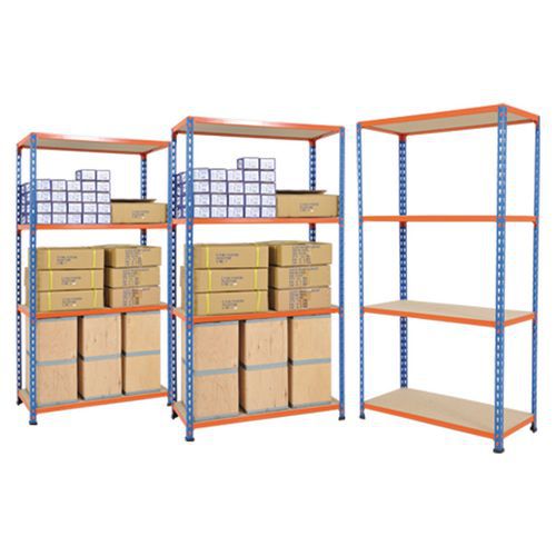 Rapid 2 - 3 Bay Offer - Blue & Orange with 4 Chipboard Shelves 1600h x 915w