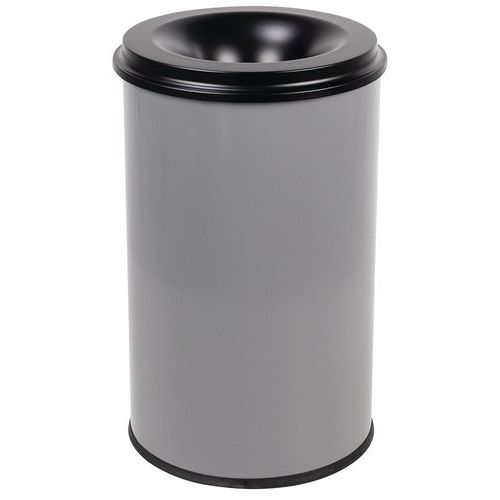 Metal Waste Bin - Fire Retardant - 20-110l - Black Or Grey - Manutan Expert