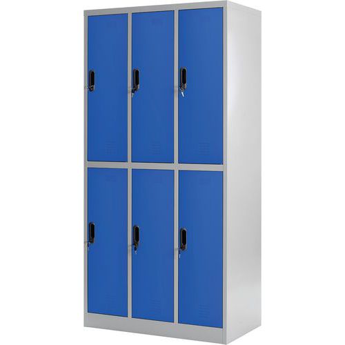 Metal Storage Locker Bundle - Nest of 3 Columns & 6 Doors - Manutan UK