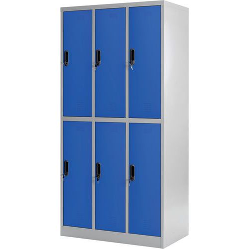 Metal Storage Locker Bundle - Nest of 3 Columns & 6 Doors - Manutan UK Metal Storage Locker Bundle - Nest of 3 Columns & 6 Doors - Manutan UK