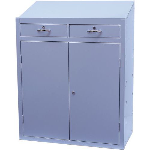 Metal Anti-Bacterial Workstation Cabinet - Double Drawer 1200x915x457mm