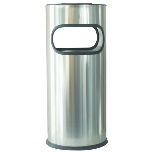 Round Litter/Cigarette Butt Bin - Stainless Steel - Ashtrays - Manutan Expert