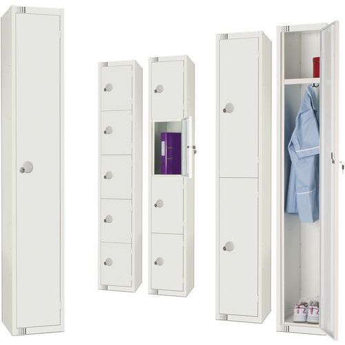 Cylinder/Hasp Storage Lockers - White - Anti-Bacterial Metal - Elite
