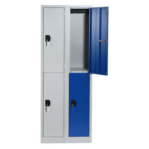 Tall Metal Storage Lockers - 2 Cabinets - Nestable - 1800mm High