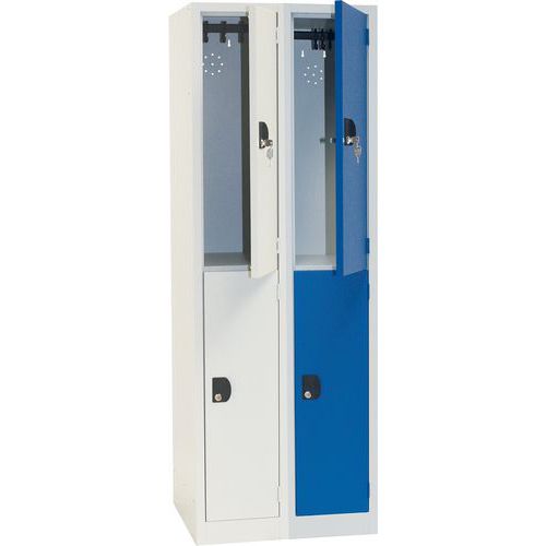 Tall Metal Storage Lockers - 2 Deep Cabinets - Nestable - 1800mm High