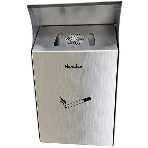 Wall Mounted Ashtray - Outdoor - Grey/Silver - Squared - 3L - Manutan Expert Wall Mounted Ashtray - Outdoor - Grey/Silver - Squared - 3L - Manutan Expert