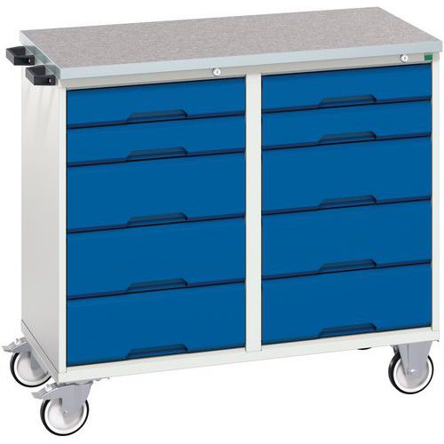 Bott Verso Partitioned 10 Drawer Mobile Storage Cabinet 980x1050mm
