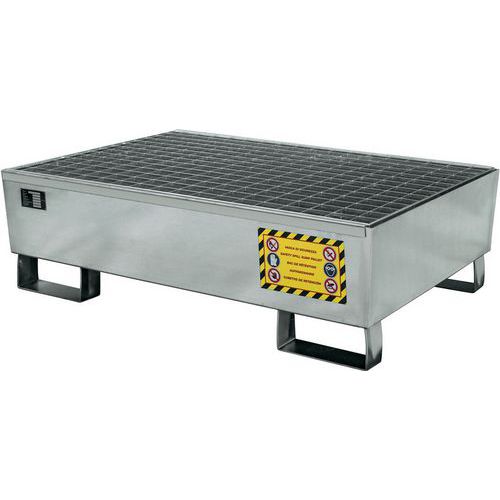 Galvanised Nestable Storage Steel Spill Pallet - 1-4 Drums - Justrite