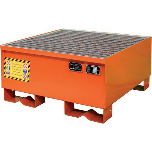 Orange Storage Steel Spill Containment Pallet 1 to 4 Drums - Justrite