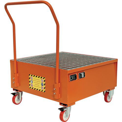 Orange Steel Bund/Spill Trolley - Transports 1-2 Drums - Justrite