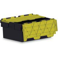 Black Plastic Storage Box with Attached Coloured Lid - Totebox