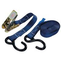 5m 500kg Tie Down Lashing Kit - Ratchet & 2 S Hook Straps - Manutan Expert