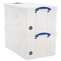 80L EXTRA LARGE PLASTIC H DUTY STORAGE BOX + LID + WHEELS OFFICE HOME  CONTAINER