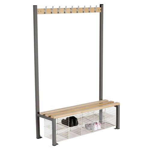 Single Sided 1800mm Changing Room Bench With Coat Hooks and Shoe Storage