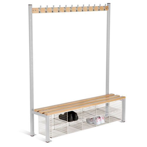 Single Sided 1800mm Changing Room Bench With Coat Hooks and Shoe Storage