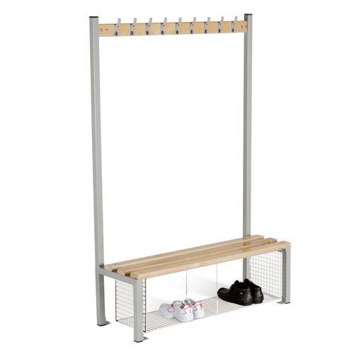 Single Sided 1800mm Changing Room Bench With Coat Hooks and Shoe Storage