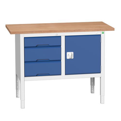Bott Verso Adjustable Workbench With Cabinet & Drawer 830-930x1250x600mm Bott Verso Adjustable Workbench With Cabinet & Drawer 830-930x1250x600mm